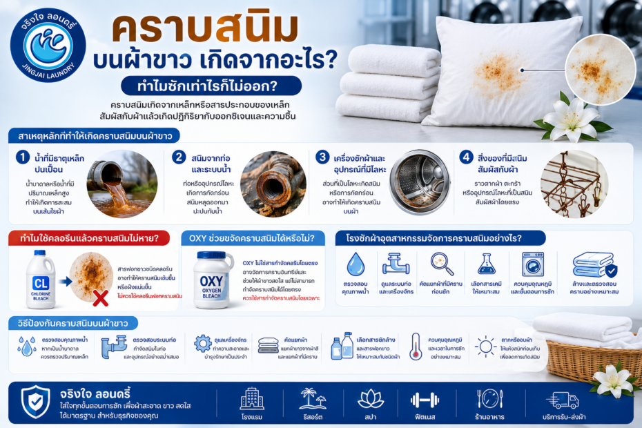 คราบสนิม บริการซักผ้าโรงแรม ซักผ้าอุตสาหกรรม