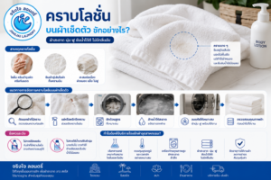 คราบโลชั่นบนผ้าเช็ดตัว ซักผ้าโรงแรม ซักผ้าอุตสาหกรรม