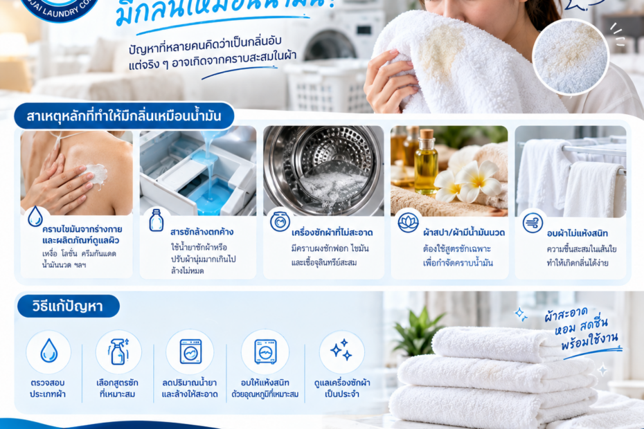 กลิ่นเหมือนน้ำมัน ซักผ้าโรงแรม ซักผ้าอุตสาหกรรม